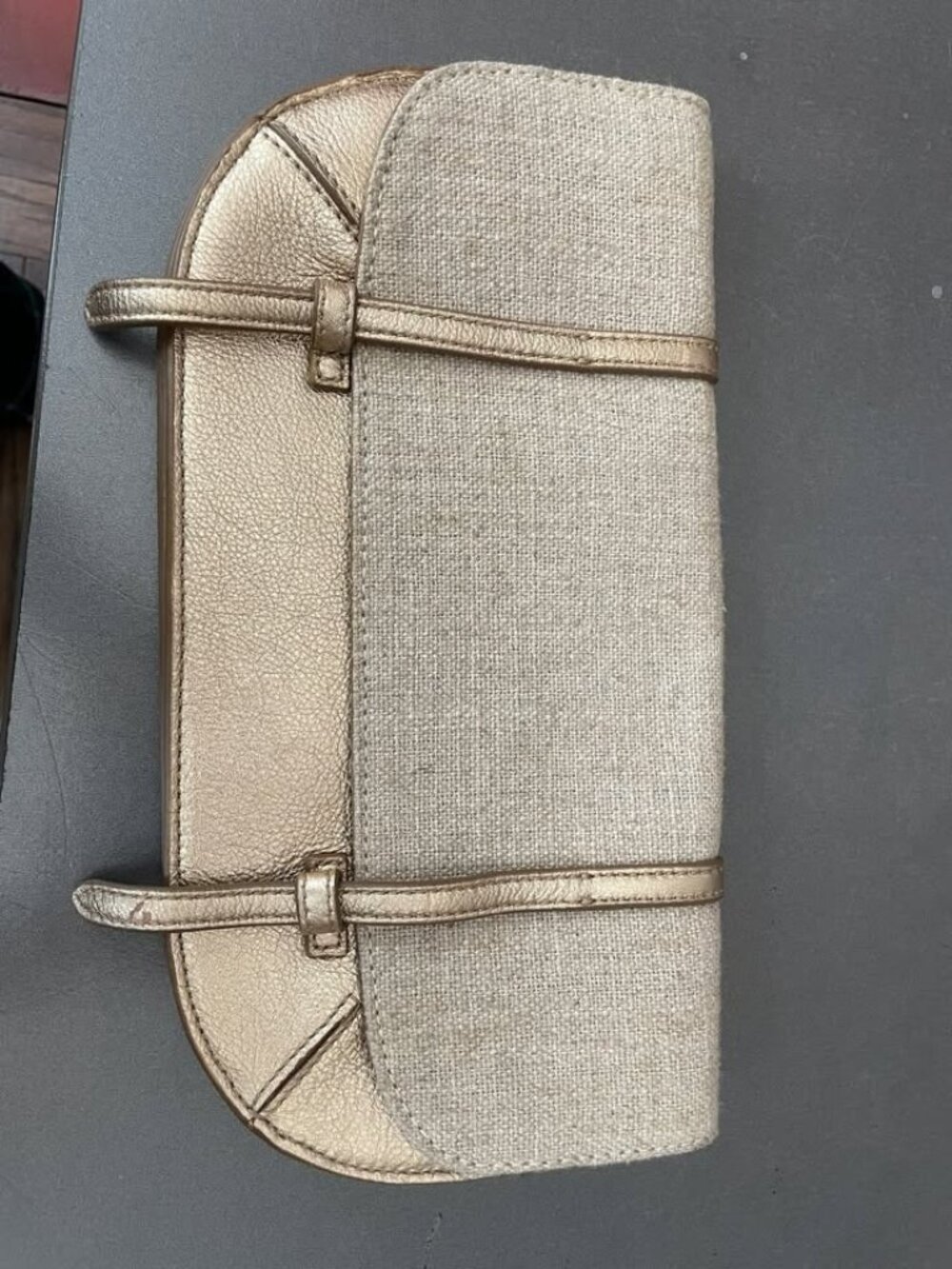 Banana Republic Leather & Linen clutch purse